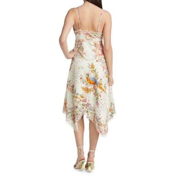 NWT FARM Rio Delicate Forest Scarves Midi in White Floral Eyeler Tank Dress S - Picture 9 of 9